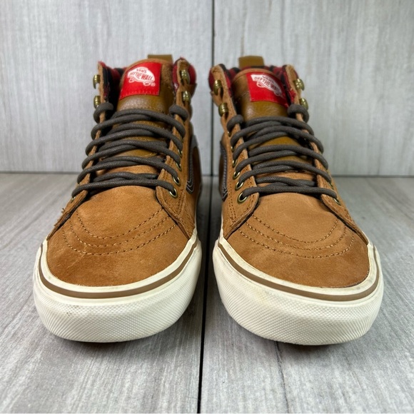 Vans SK8-Hi MTE Tan High-Top Sneaker Brown Suede Plaid Boot Women’s Size 8.5 - Picture 5 of 10